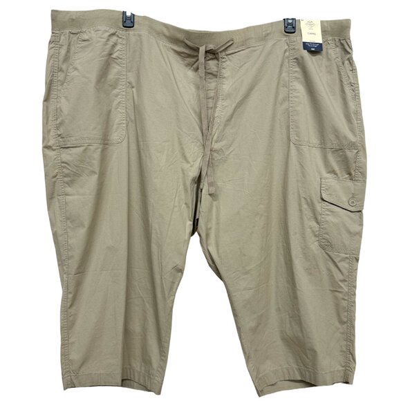 St. John's Bay Pants - 929. 5X - ST. JOHN'S BAY - Pull On Khaki Cargo Capri Pants Cotton NEW